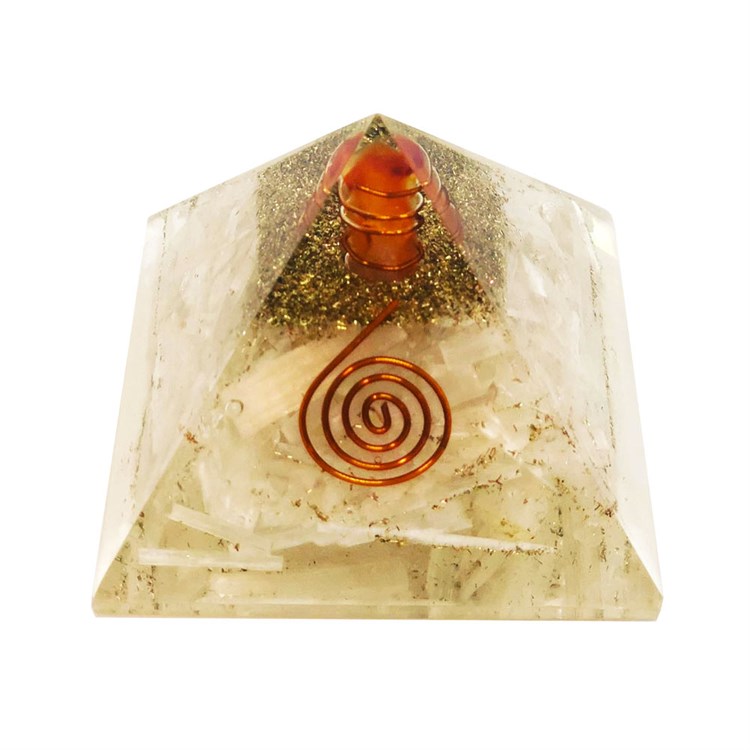 PIRAMIDE ORGONITE - SELENITE - CORNIOLA Bio Luce Bio Luce