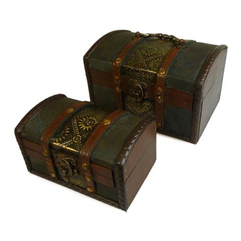 SET DI DUE SCRIGNI IN LEGNO - METALLICI