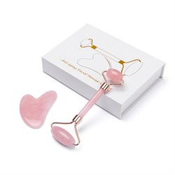 RULLO MASSAGGIO + PIETRA GUA-SHA - QUARZO ROSA Beauty device & Accessori