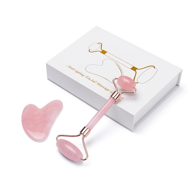 RULLO MASSAGGIO + PIETRA GUA-SHA - QUARZO ROSA Beauty device & Accessori Beauty device & Accessori