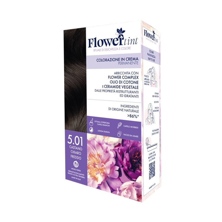TINTA PER CAPELLI PERMANENTE - 5.01 CASTANO CHIARO FREDDO FlowerTint FlowerTint
