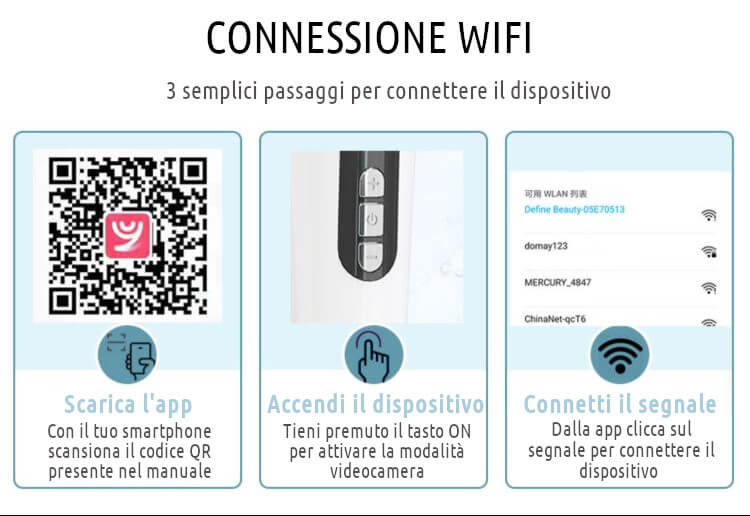 Aspiratore di punti neri con videocamera - Passaggi su come connetterlo con smartphone