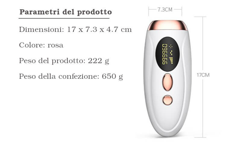 Epilatore a luce pulsata IPL - Dimensioni del prodotto