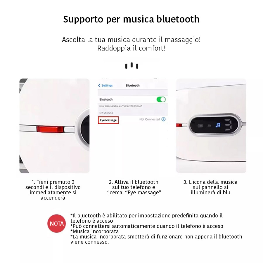 Massaggio smart per occhi stanchi - Con musica blutooth