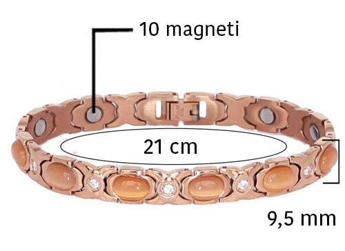 magnetoterapia artrite Bracciale magnetico da donna in titanio e cristallo Swarovski in oro rosa Gioielli Bracciali Braccialetti di identificazione e per pazienti 