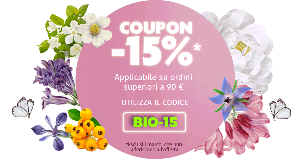 Coupon -15% per ordini superiori a 90 € codice BIO-15