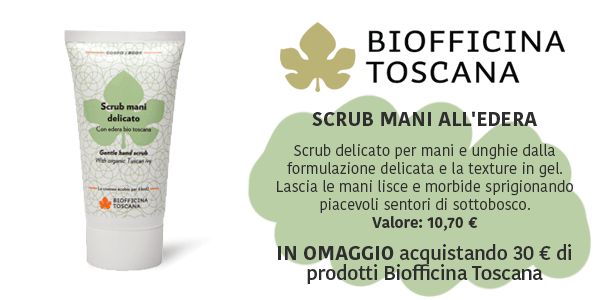 Promo omaggio Biofficina Toscana: Scrub mani all'edera ogni 30 € di acquisti del brand