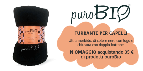 Promo omaggio PuroBio: Turbante in omaggio se acquisti 35 € di prodotti del brand