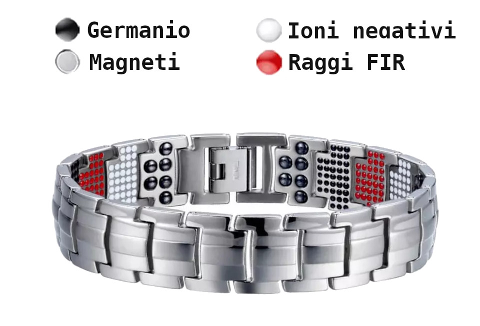 Bracciale in titanio energetico e ionizzante - Silver