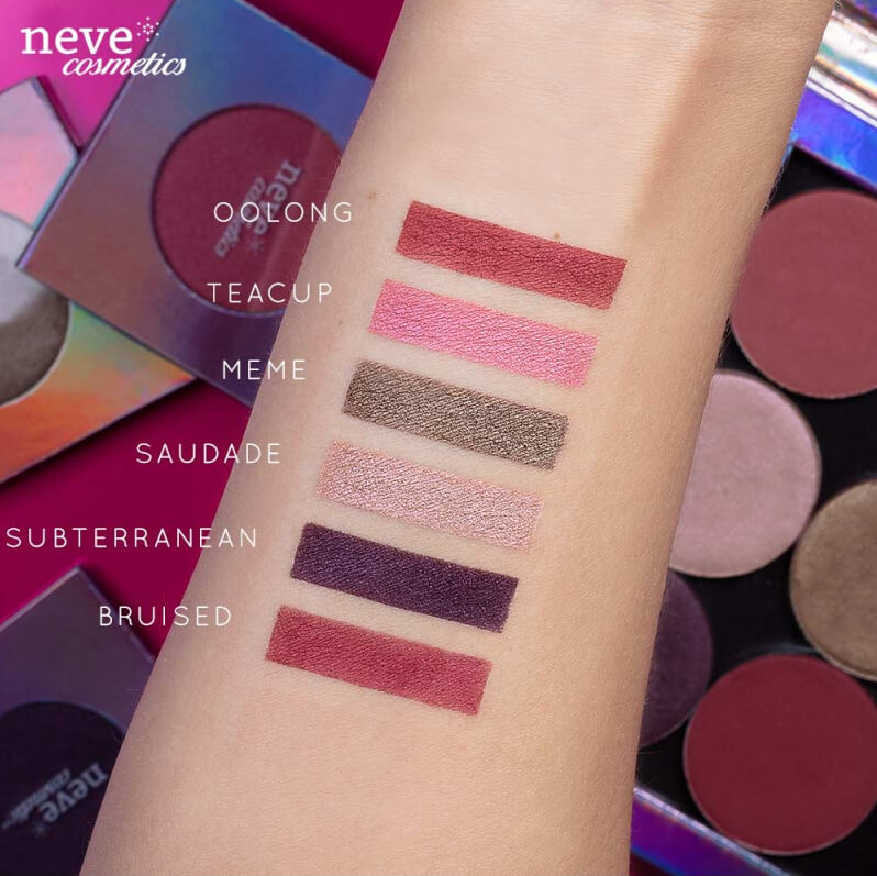 Swatch Prodotti in cialda di Neve Cosmetics