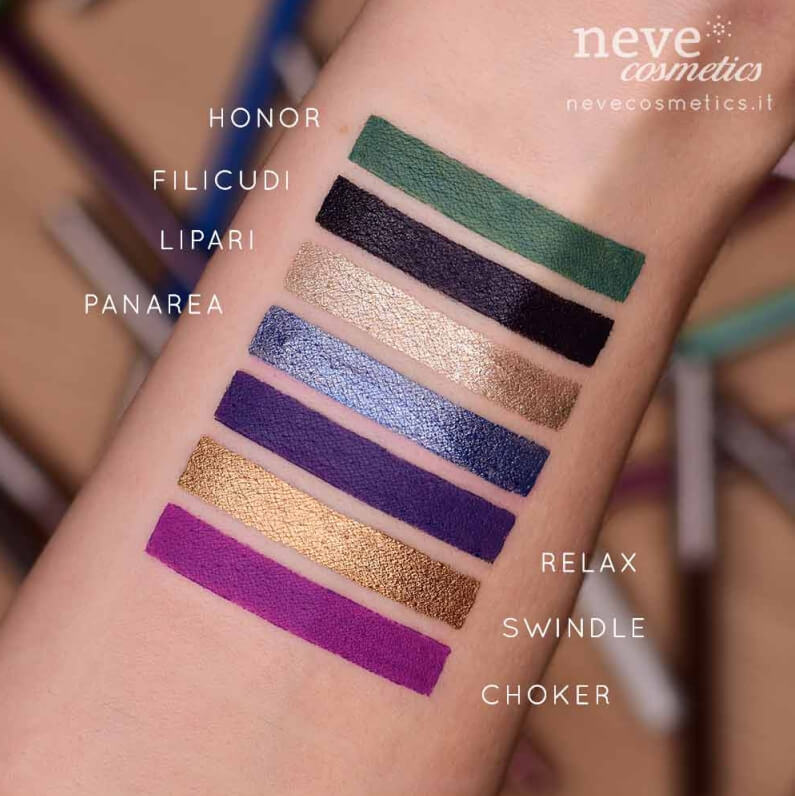 Swatch Pastelli occhi di Neve Cosmetics