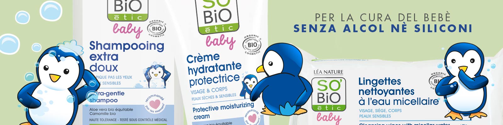 Linea Baby - So'Bio étic - Cosmetici biologici utilizzabili fin dalla nascita (da neonati e bambini)